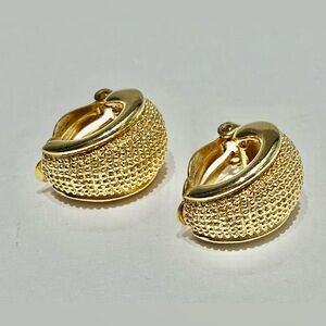 Vintage Erwin Pearl Elegant Gold Textured Hoop Earrings